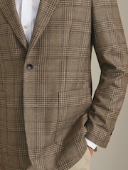 Charles Tyrwhitt Brown Check Italian Luxury Slim Fit Jacket - Image 5 of 6