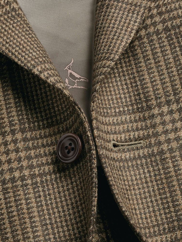 Charles Tyrwhitt Brown Check Italian Luxury Slim Fit Jacket - Image 6 of 6