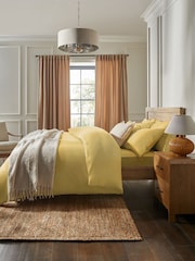 Mustard Yellow Collection Luxe 200 Thread Count 100% Egyptian Cotton Percale Luxury Duvet Cover And Pillowcase Set - Image 1 of 5