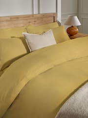 Mustard Yellow Collection Luxe 200 Thread Count 100% Egyptian Cotton Percale Luxury Duvet Cover And Pillowcase Set - Image 2 of 5