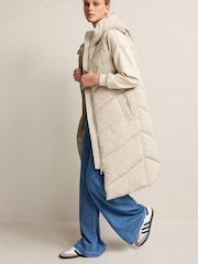 Oyster Cream Longline Padded Gilet - Image 1 of 8