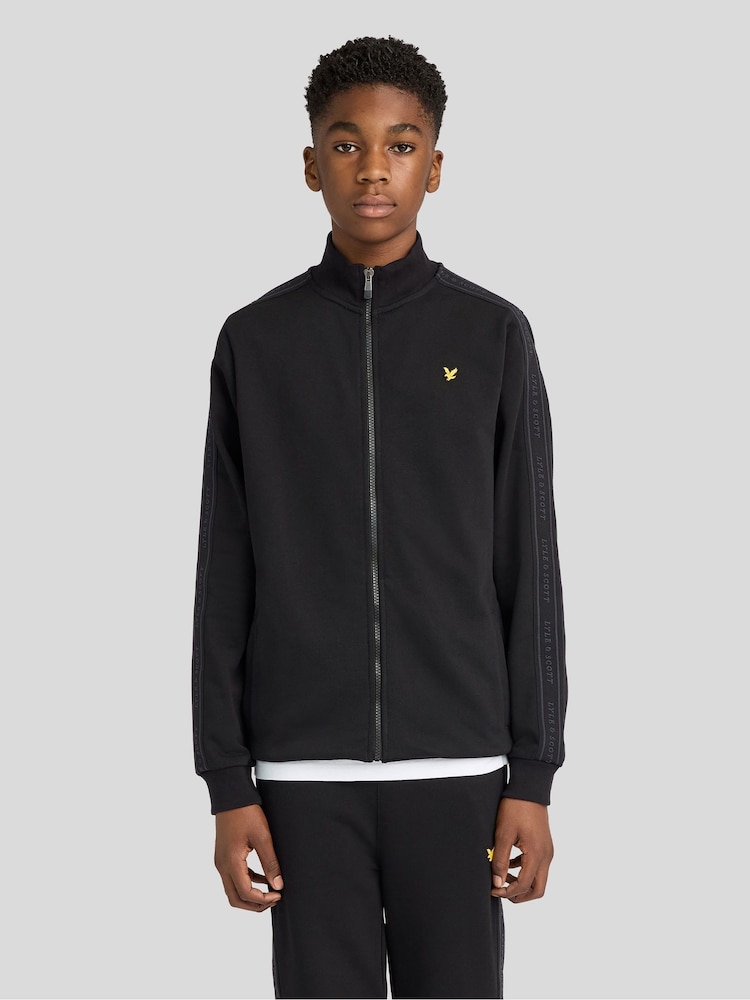 Lyle & Scott Black Jacquard Tape Track Jacket - Image 1 of 7