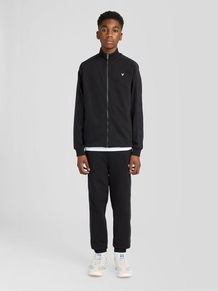 Lyle & Scott Black Jacquard Tape Track Jacket - Image 2 of 7