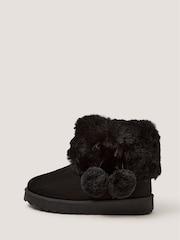 Monsoon Black Fluffy Pom Ankle Boots - Image 3 of 3