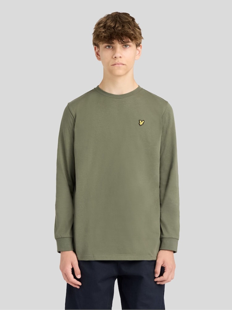 Lyle & Scott Green Plain Long Sleeve T-Shirt - Image 1 of 6 Lyle & Scott Green Plain Long Sleeve T-Shirt - Image 1 of 6