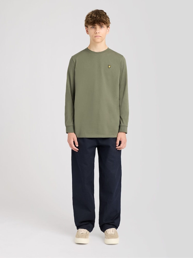 Lyle & Scott Green Plain Long Sleeve T-Shirt - Image 2 of 6 Lyle & Scott Green Plain Long Sleeve T-Shirt - Image 2 of 6