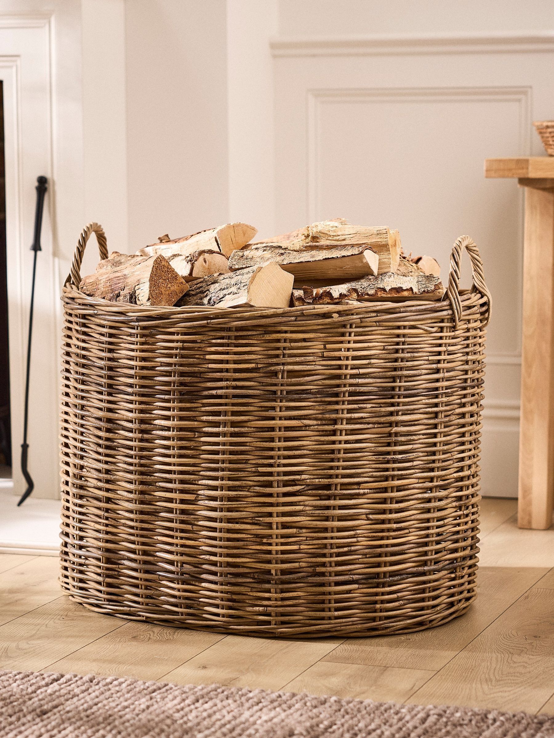 Dibor Unisex Natural Wicker Log Basket (Large)