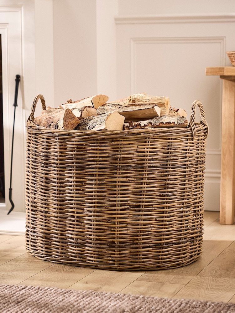 Dibor Natural Wicker Log Basket (Large) - Image 1 of 5 Dibor Natural Wicker Log Basket (Large) - Image 1 of 5