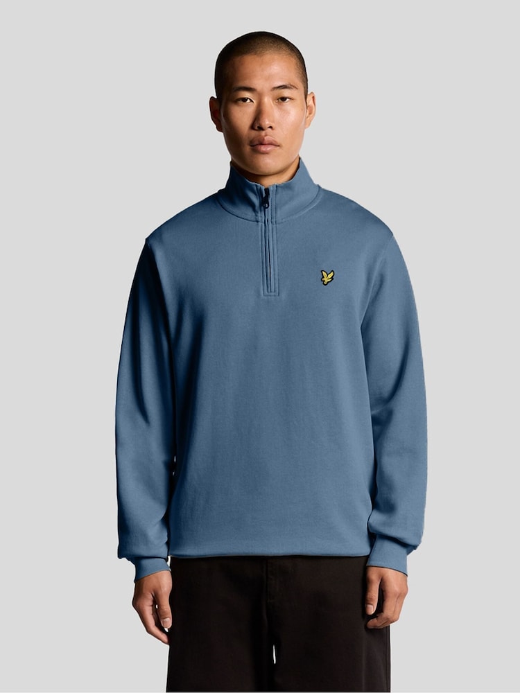 Lyle & Scott Blue Quarter Zip Pullover Sweatshirt - Image 1 of 6