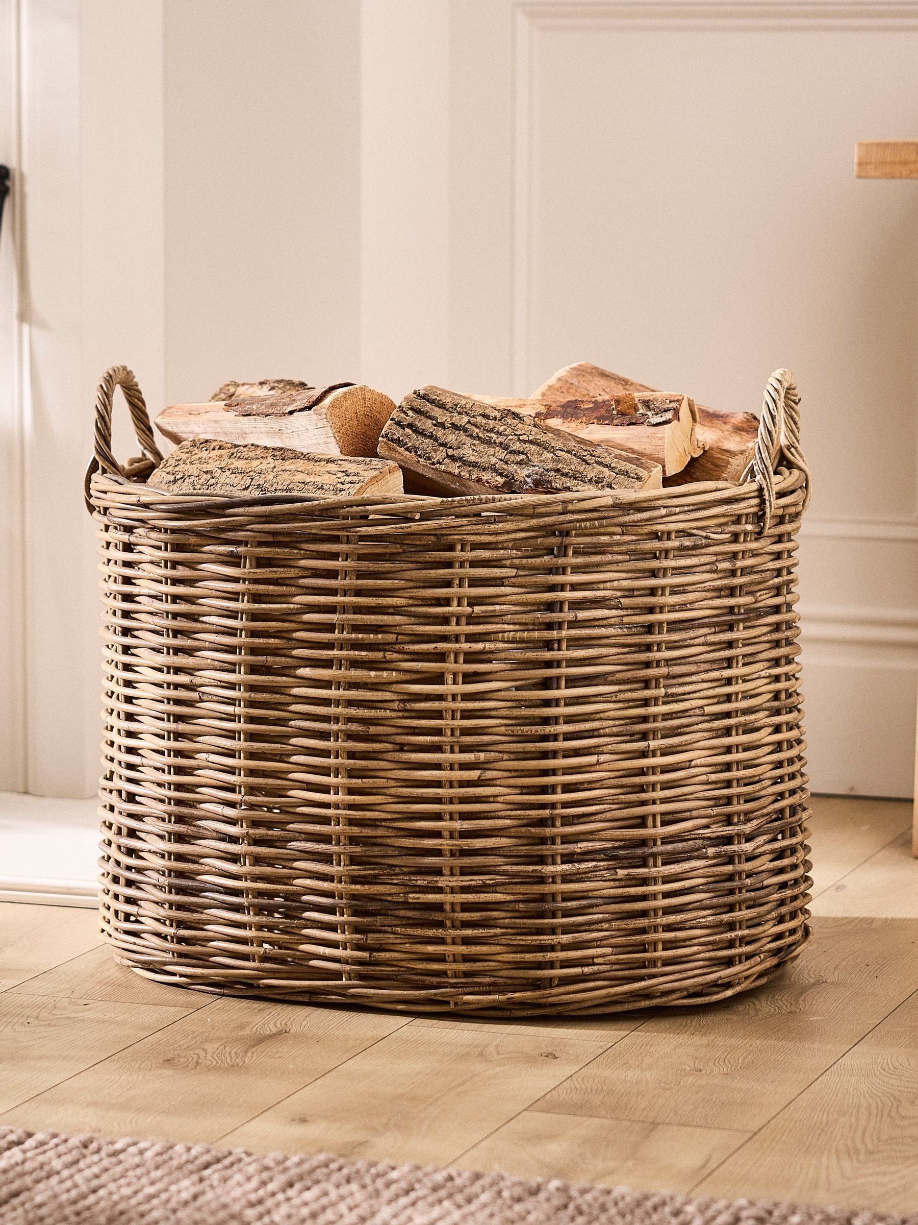Dibor Unisex Natural Wicker Log Basket (Medium)