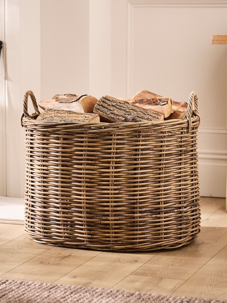 Dibor Natural Wicker Log Basket (Medium) - Image 1 of 5 Dibor Natural Wicker Log Basket (Medium) - Image 1 of 5