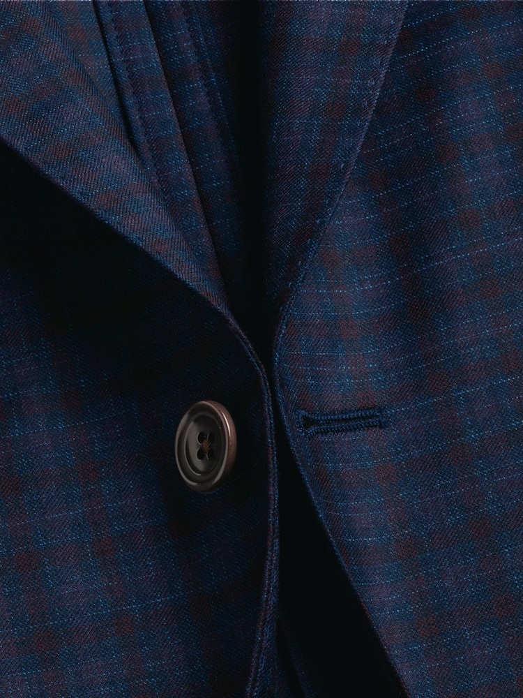 Charles Tyrwhitt Blue Check Italian Luxury Slim Fit Jacket - Image 6 of 6