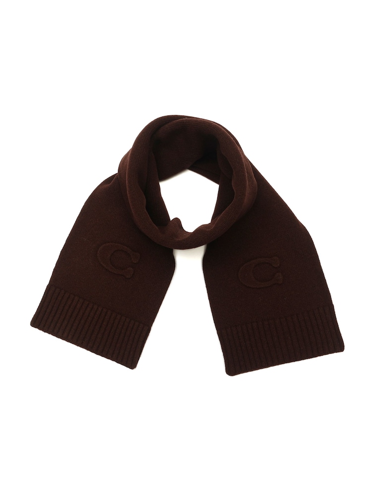 COACH Brown Signature Embossed Knit Muffler Scarve - Image 2 of 4