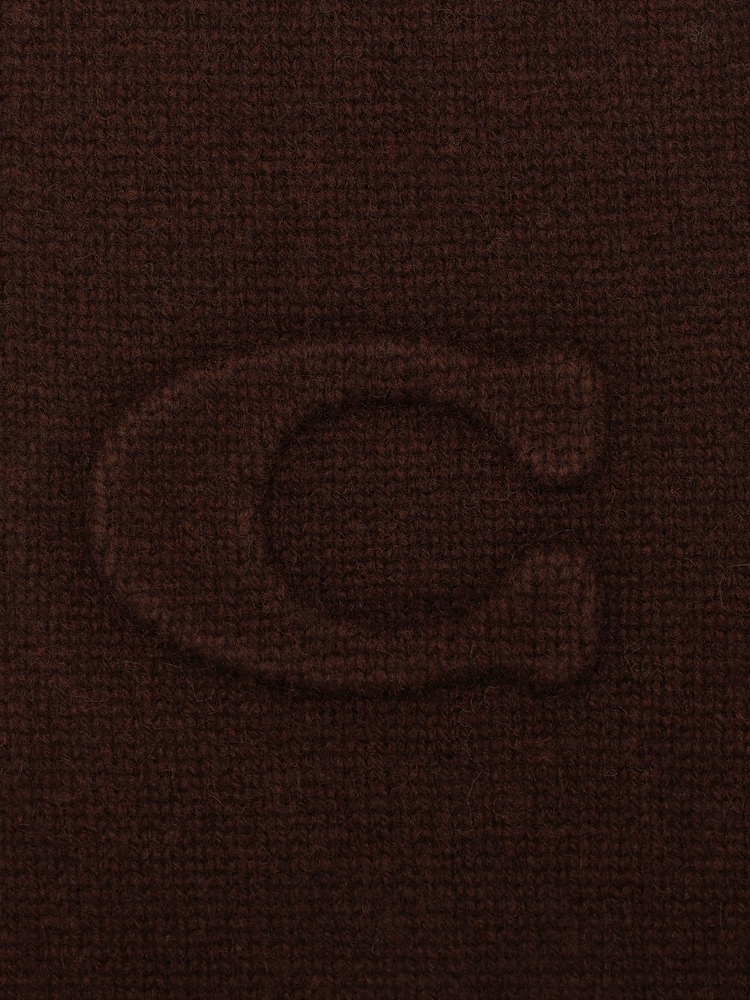 COACH Brown Signature Embossed Knit Muffler Scarve - Image 4 of 4