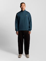 Lyle & Scott Teal Blue Quarter Zip Pullover Sweatshirt - Image 2 of 6