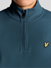 Lyle & Scott Teal Blue Quarter Zip Pullover Sweatshirt - Image 3 of 6