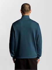 Lyle & Scott Teal Blue Quarter Zip Pullover Sweatshirt - Image 4 of 6