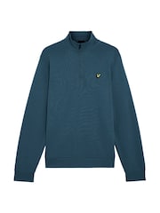 Lyle & Scott Teal Blue Quarter Zip Pullover Sweatshirt - Image 5 of 6