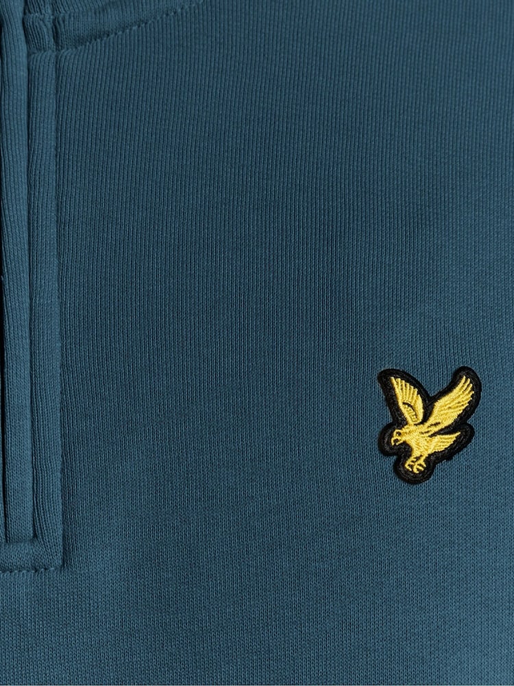 Lyle & Scott Teal Blue Quarter Zip Pullover Sweatshirt - Image 6 of 6 Lyle & Scott Teal Blue Quarter Zip Pullover Sweatshirt - Image 6 of 6