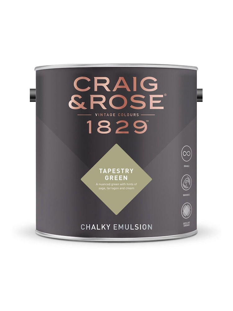 Craig & Rose Green Chalky Emulsion Tapestry Green Paint - Image 2 of 2