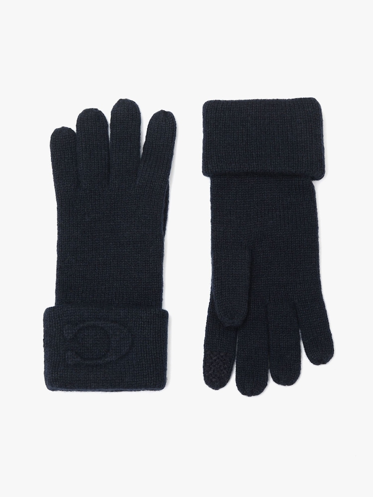 COACH Blue Signature Embossed Knit Gloves - Image 1 of 4