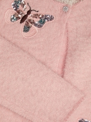 Monsoon Pink Sequin Butterfly Fluffy Cardigan - Image 3 of 3
