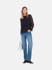 Whistles Blue Mia Metallic Dobby Top - Image 3 of 5
