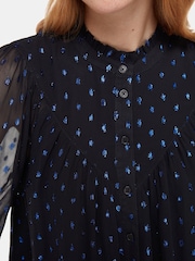 Whistles Blue Mia Metallic Dobby Top - Image 4 of 5