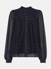 Whistles Blue Mia Metallic Dobby Top - Image 5 of 5