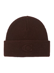 COACH Brown Coach Signature Embossed Knit Beanie - Image 1 of 4