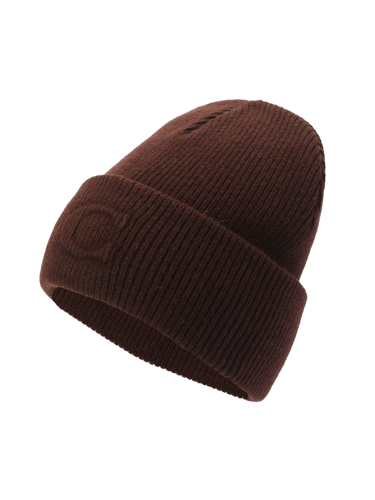 COACH Brown Coach Signature Embossed Knit Beanie - Image 2 of 4 COACH Brown Coach Signature Embossed Knit Beanie - Image 2 of 4