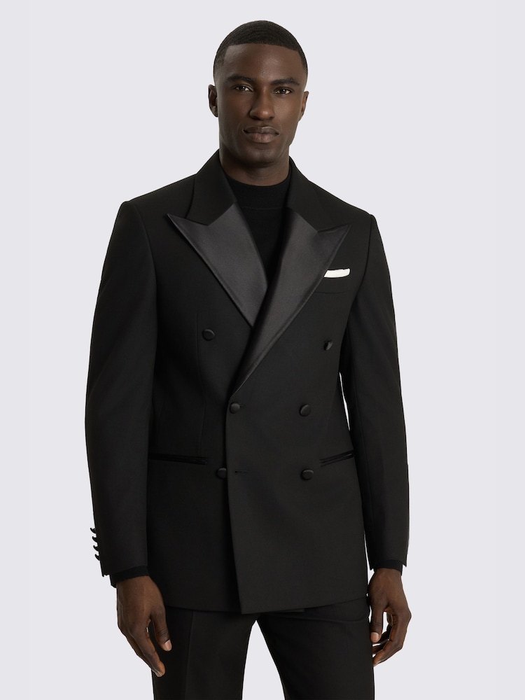 MOSS Black Relaxed Fit Double Breasted Suit Jacket - Image 1 of 5