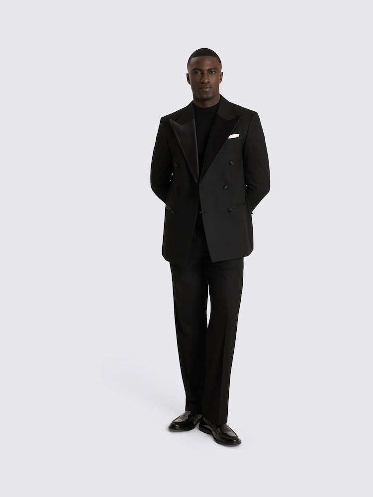 MOSS Black Relaxed Fit Double Breasted Suit Jacket - Image 2 of 5