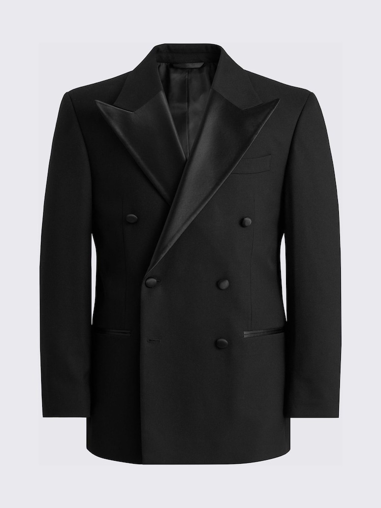 MOSS Black Relaxed Fit Double Breasted Suit Jacket - Image 5 of 5
