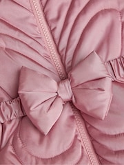 Monsoon Pink Faux Fur Belted Bow Coat - Image 4 of 4