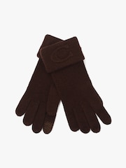 COACH Brown Signature Embossed Knit Gloves - Image 3 of 4