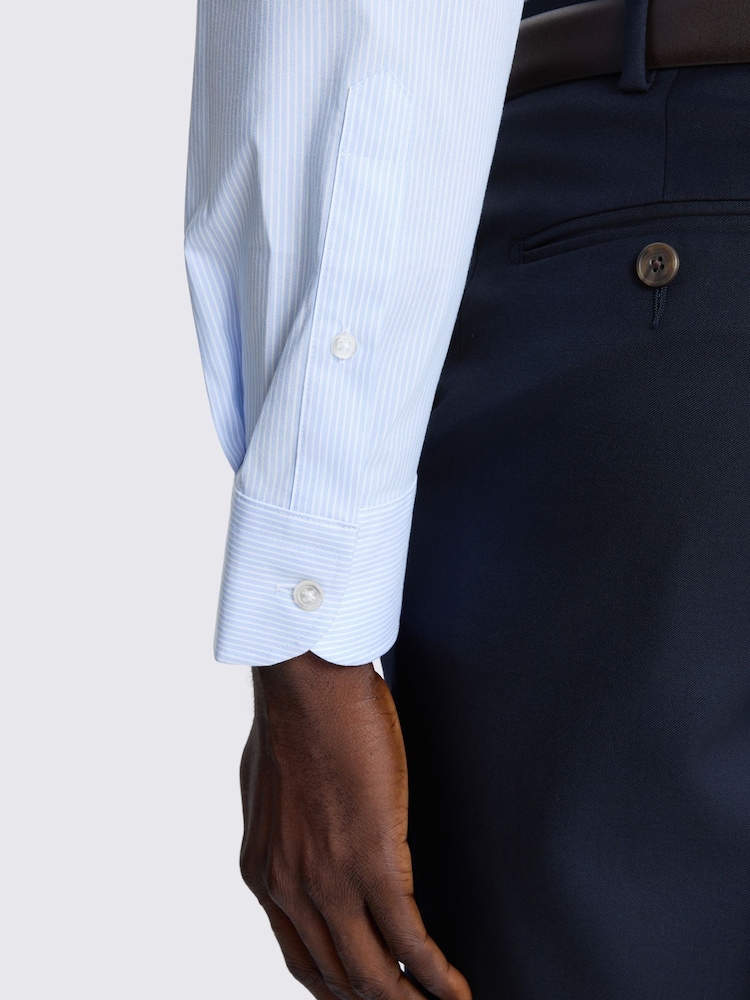 MOSS Blue Tailored Fit Stripe Stretch Shirt - Image 2 of 2