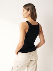 Black/Ecru/Lime Ribbed Racer Neck Vests 3 Pack - Image 4 of 6