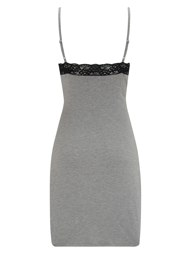 Pour Moi Grey Sofa Loves Lace Hidden Support Soft Jersey Split Chemise - Image 4 of 4