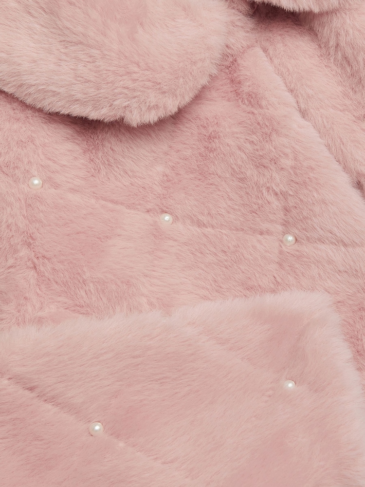 Monsoon Pink Posie Pearl Faux Fur Jacket - Image 3 of 3 Monsoon Pink Posie Pearl Faux Fur Jacket - Image 3 of 3