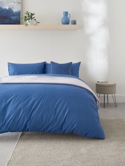 Blue Easy Care Polycotton Plain Duvet Cover and Pillowcase Set - Image 2 of 7