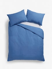 Blue Easy Care Polycotton Plain Duvet Cover and Pillowcase Set - Image 3 of 7