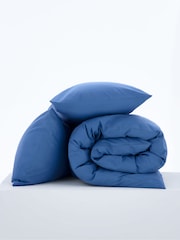 Blue Easy Care Polycotton Plain Duvet Cover and Pillowcase Set - Image 4 of 7
