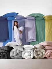 Blue Easy Care Polycotton Plain Duvet Cover and Pillowcase Set - Image 6 of 7
