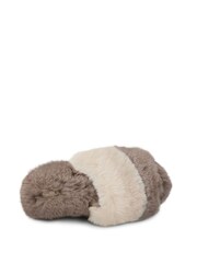 Totes Natural Ladies Faux Fur Contrast Stripe Slider Slippers - Image 4 of 5