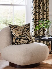 Black Cut Velvet Leaf 50 x 50cm Feather Filled Cushion - Image 1 of 4