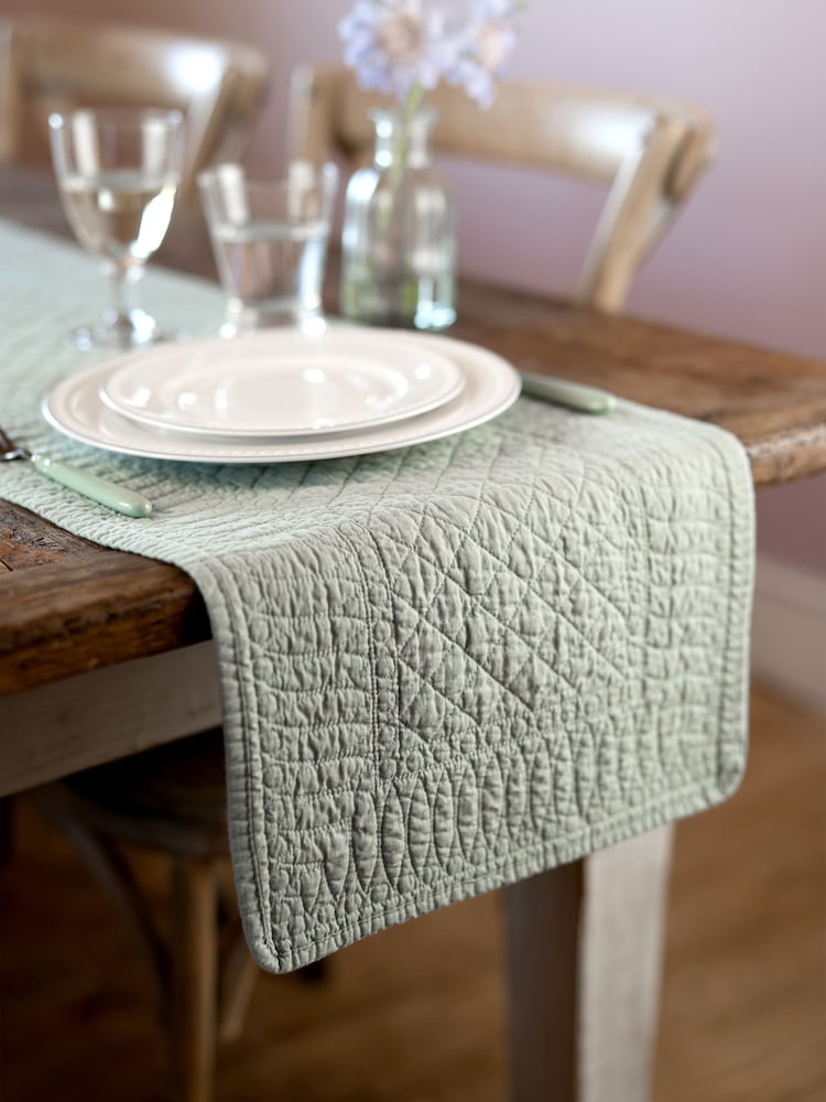 Mary Berry Green Signature 100% Cotton Table Runner - Image 1 of 3
