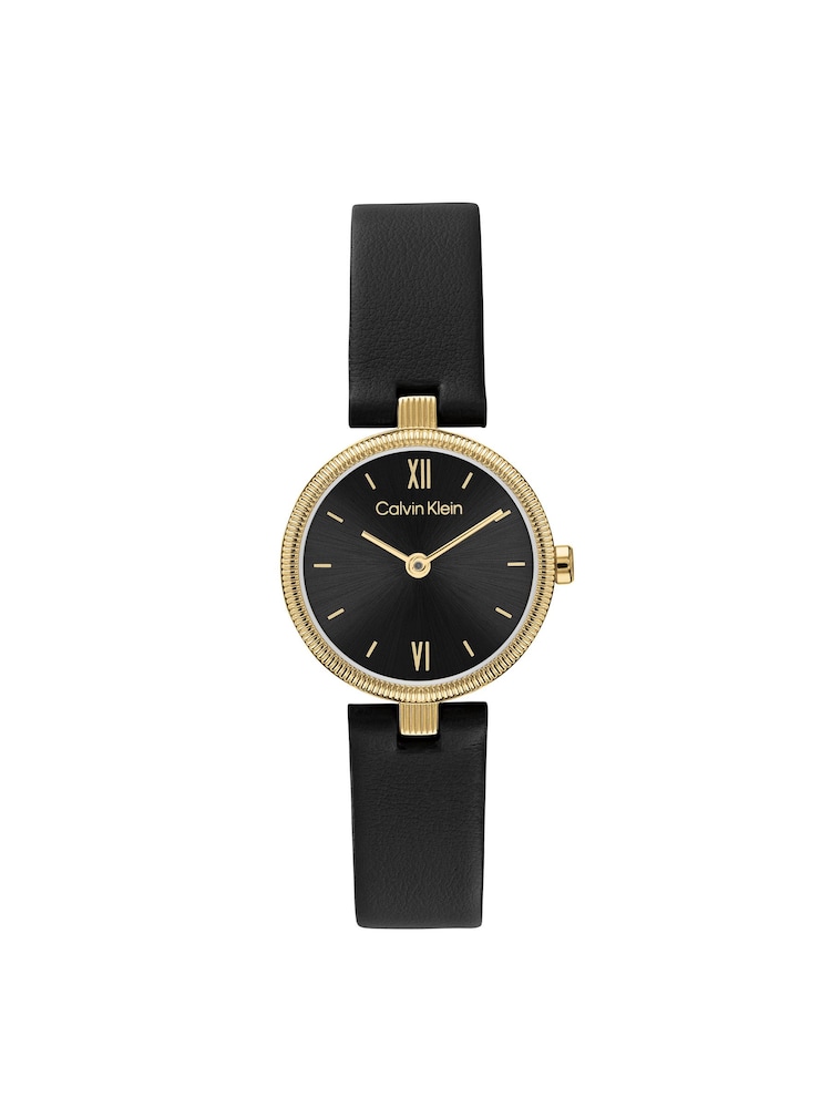Calvin Klein Black Gleam Leather Watch - Image 2 of 5