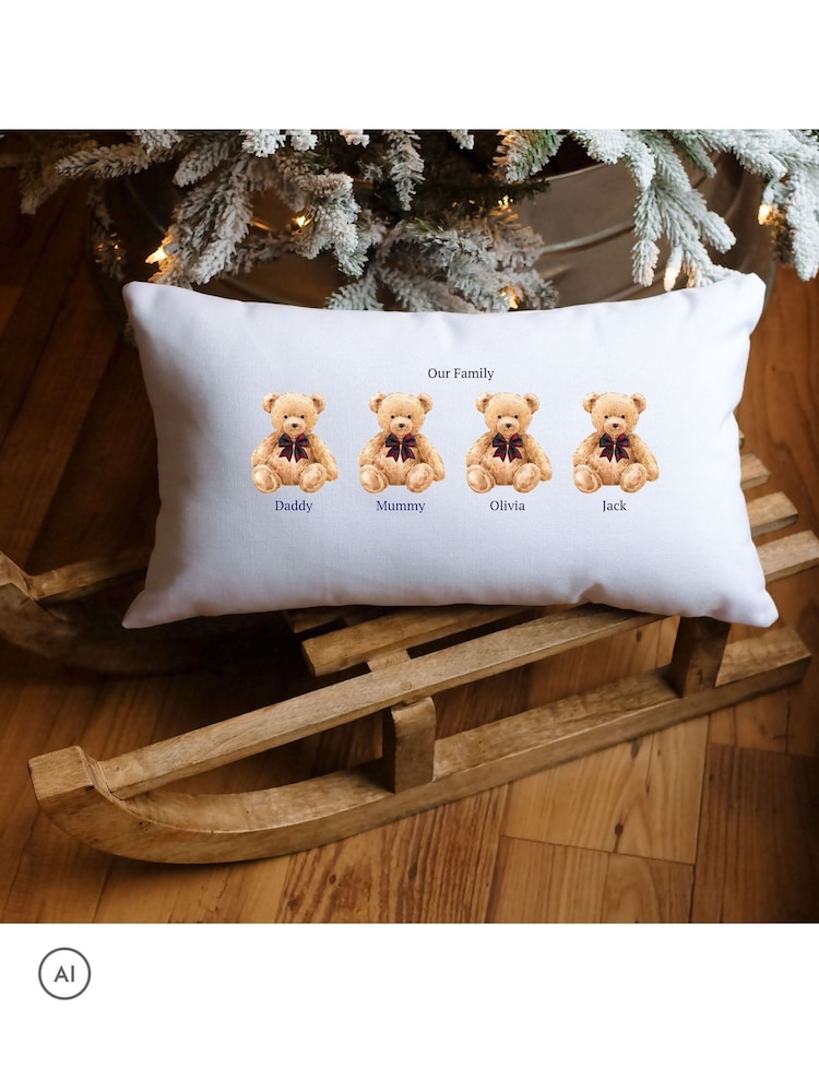 Personalised Family of Bears Christmas Cushion by Koko Blossom - Image 1 of 4