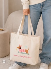 Personalised Christmas Skiing Dachshund Tote Bag by Koko Blossom - Image 1 of 3